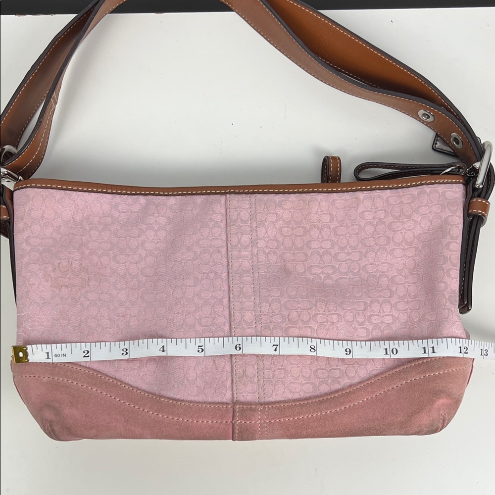Coach Y2K Baby Pink Signature Monogram Suede Jacquard Hobo Shoulder Bag F10945 - Picture 15 of 16